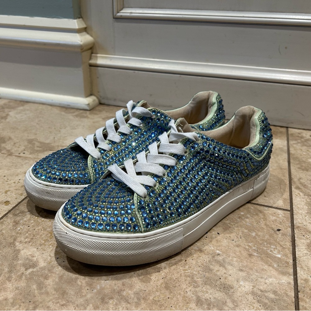 Turquoise rhinestone Betsey Johnson sneakers